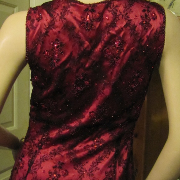 VotreNom Garnet Silk Beaded Lace Dress sz 1 (sz 4) - Picture 8 of 8
